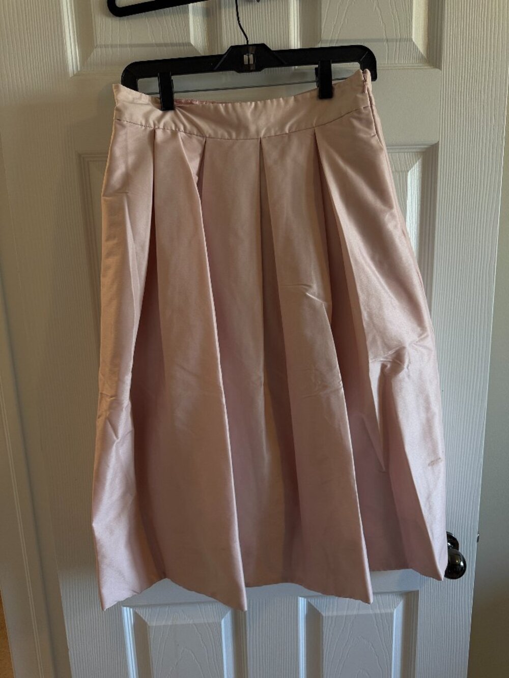 White House Black Market Blush Pink Pleated Midi Skirt Size 8